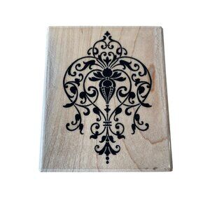 Stampendous V268‎ Scrolled Medallion Wood Mount Rubber Stamp